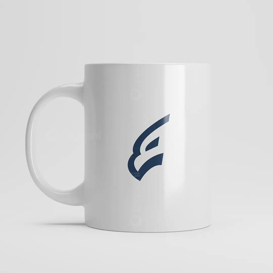 Abstract Letter E Eagle Logo for sale Mug Mockup