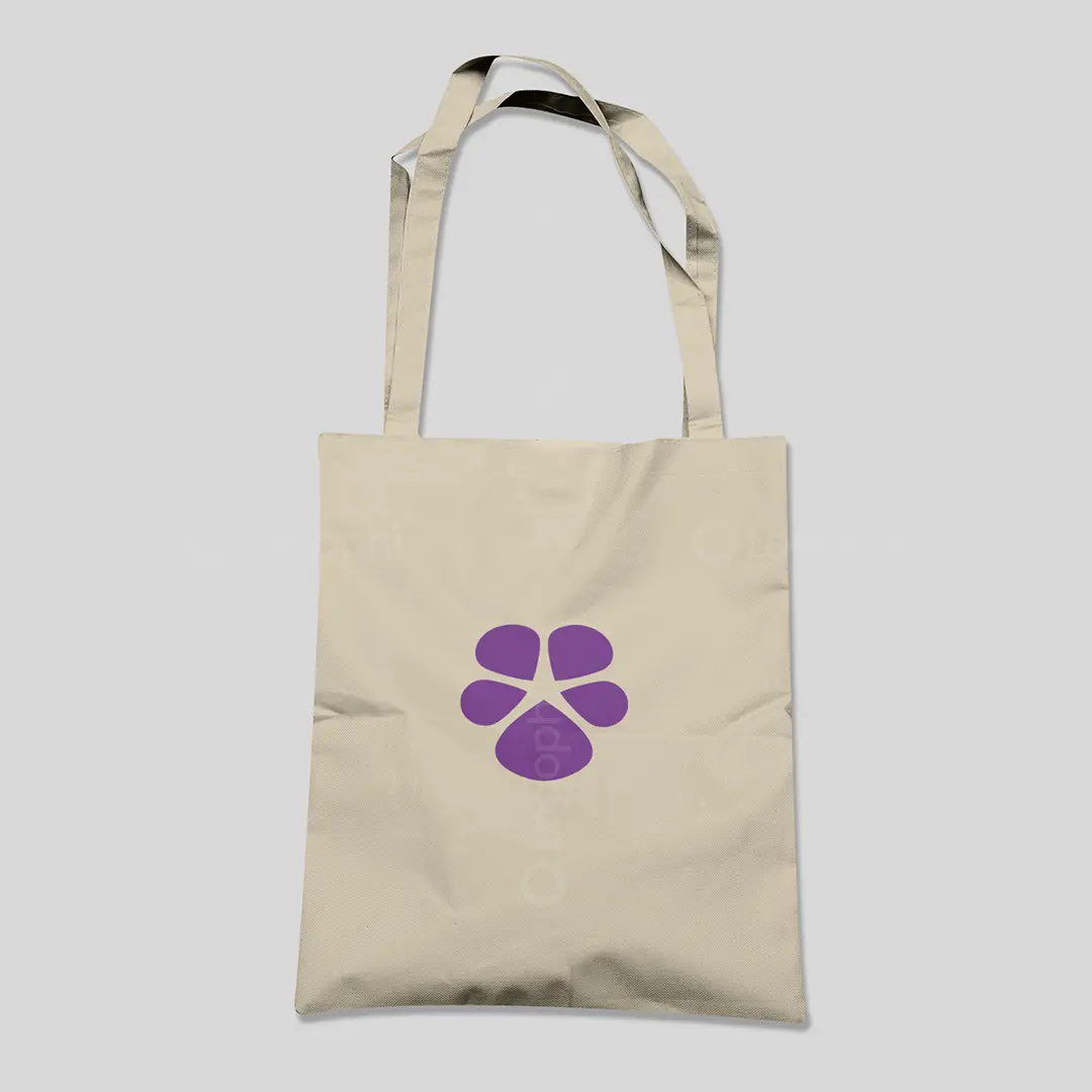 Abstract Violet Flower Logo for sale bag mockup