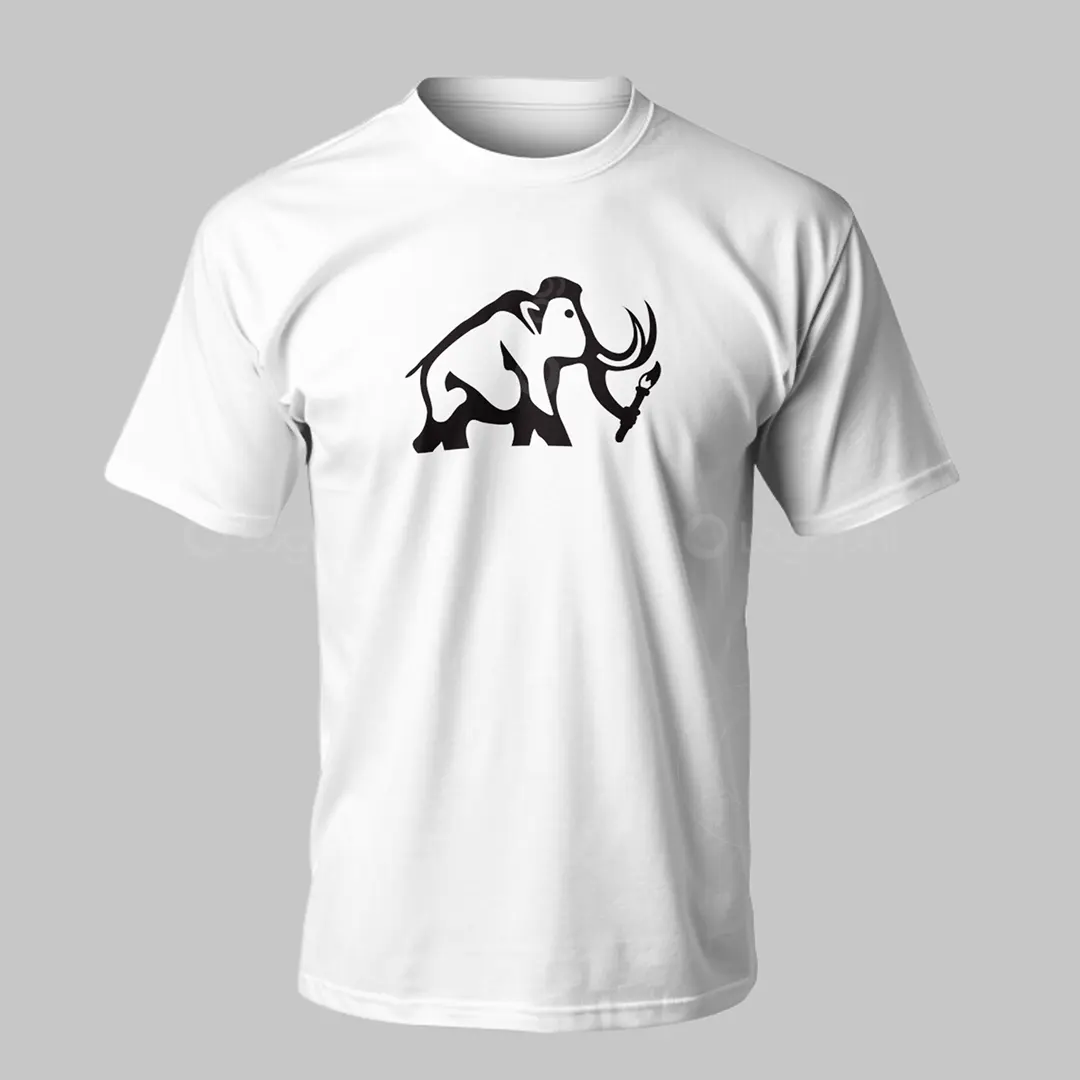 Creative Mammoth with brush logo for sale mockup T-shirt