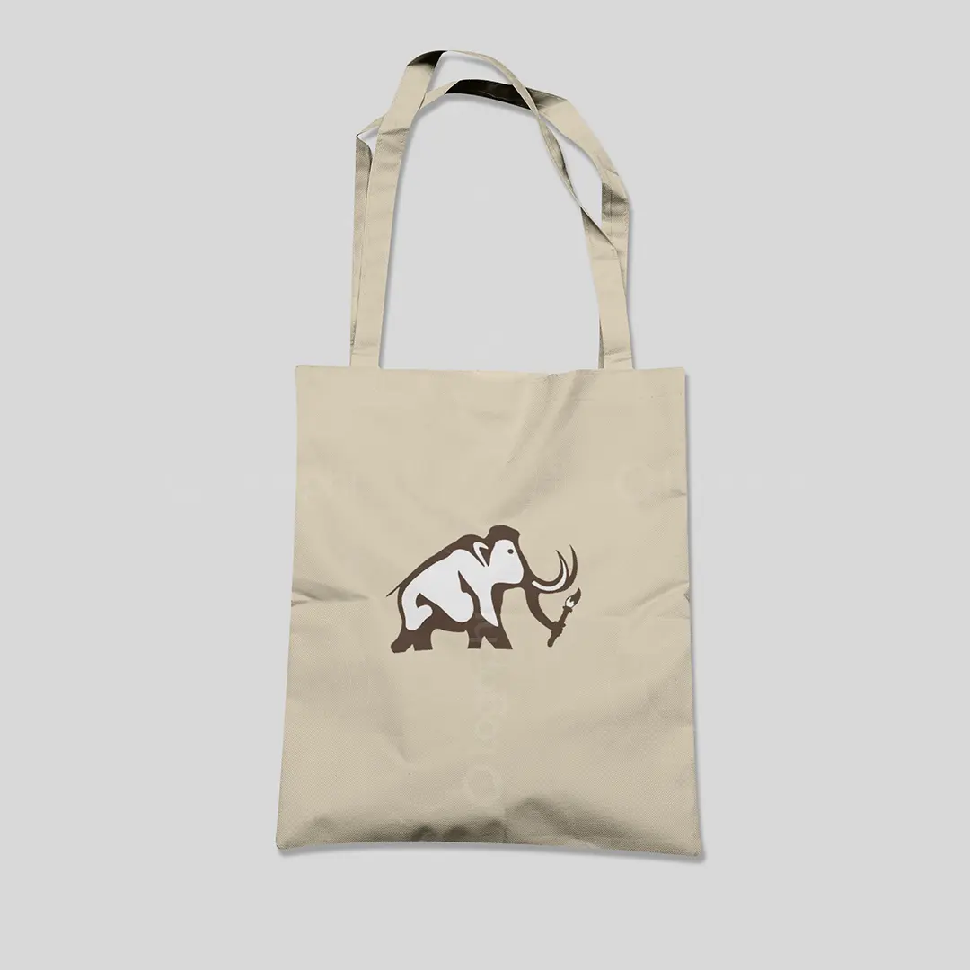 Creative Mammoth with brush logo for sale mockup bag