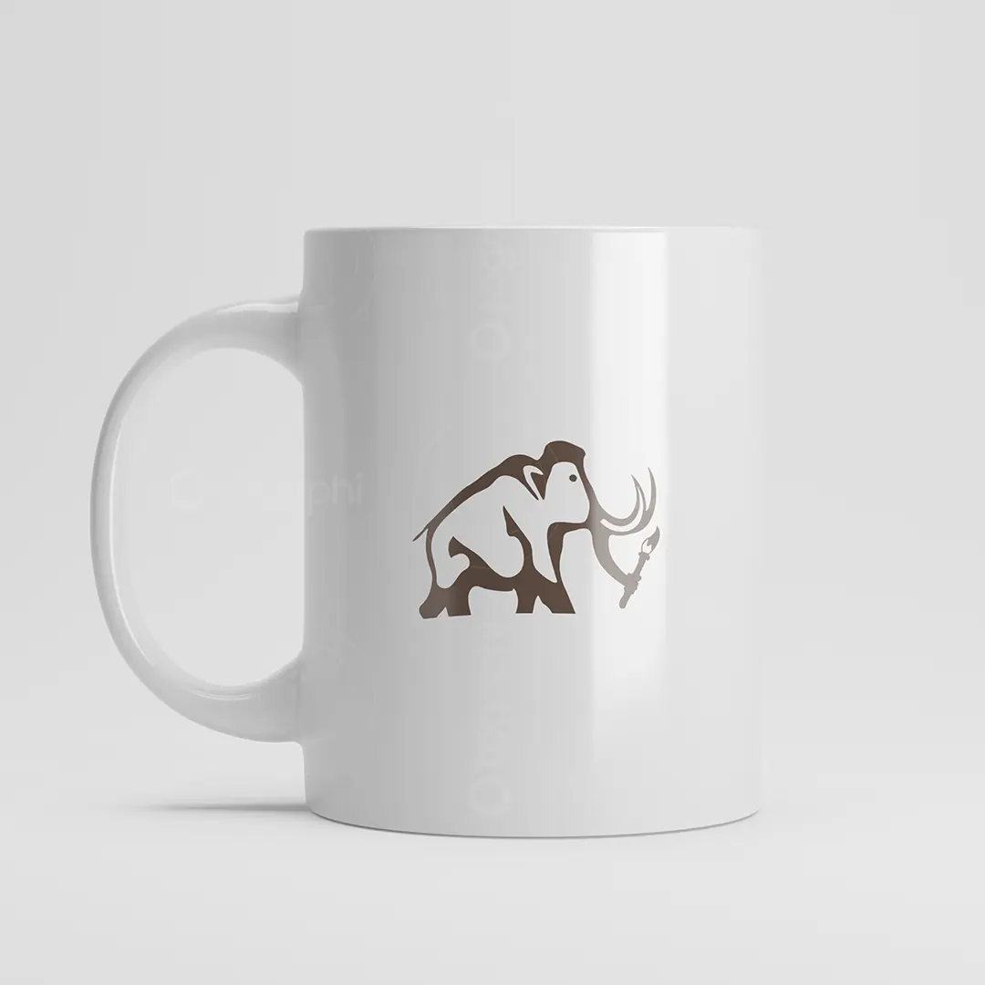 Creative Mammoth with brush logo for sale mockup mug