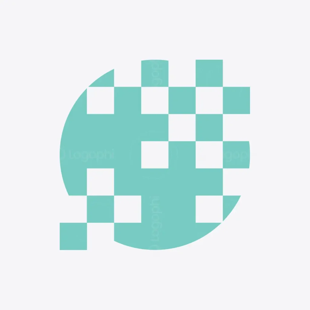 Digital Pixel Grid Abstract Logo for sale