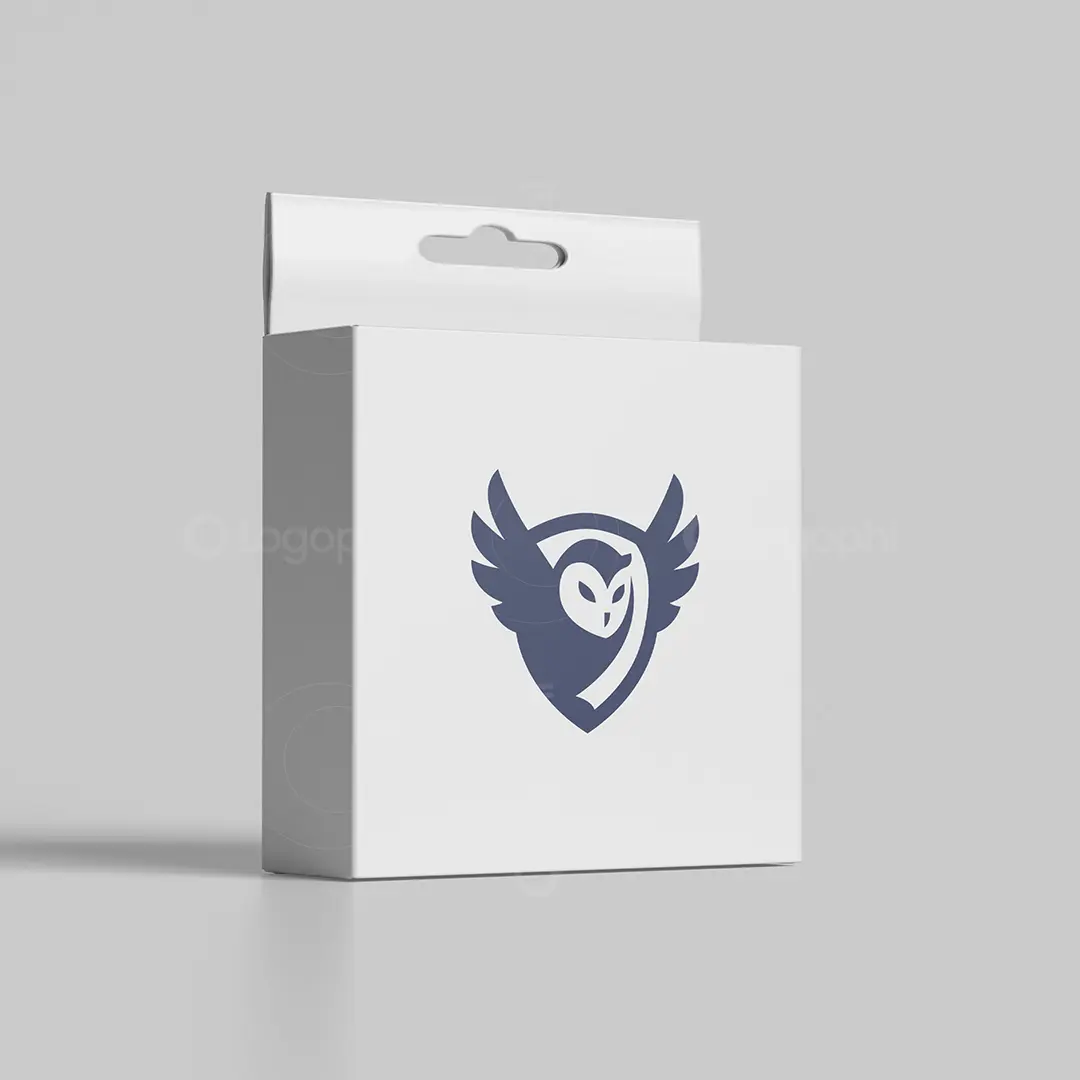 Flying Owl Shield Logo for sale Box Mockup