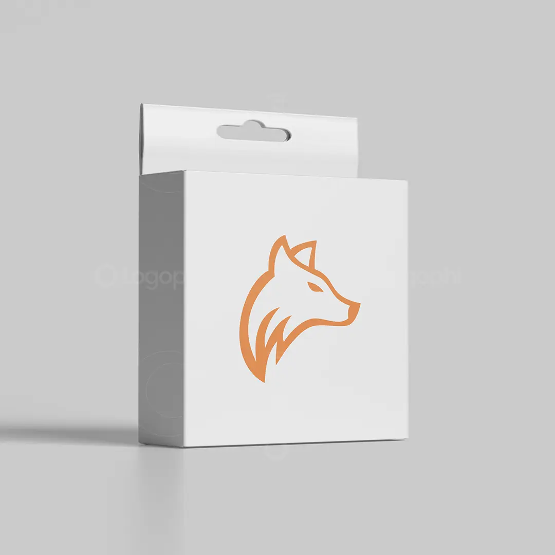 Geometric Fox Head Logo for sale box mockup