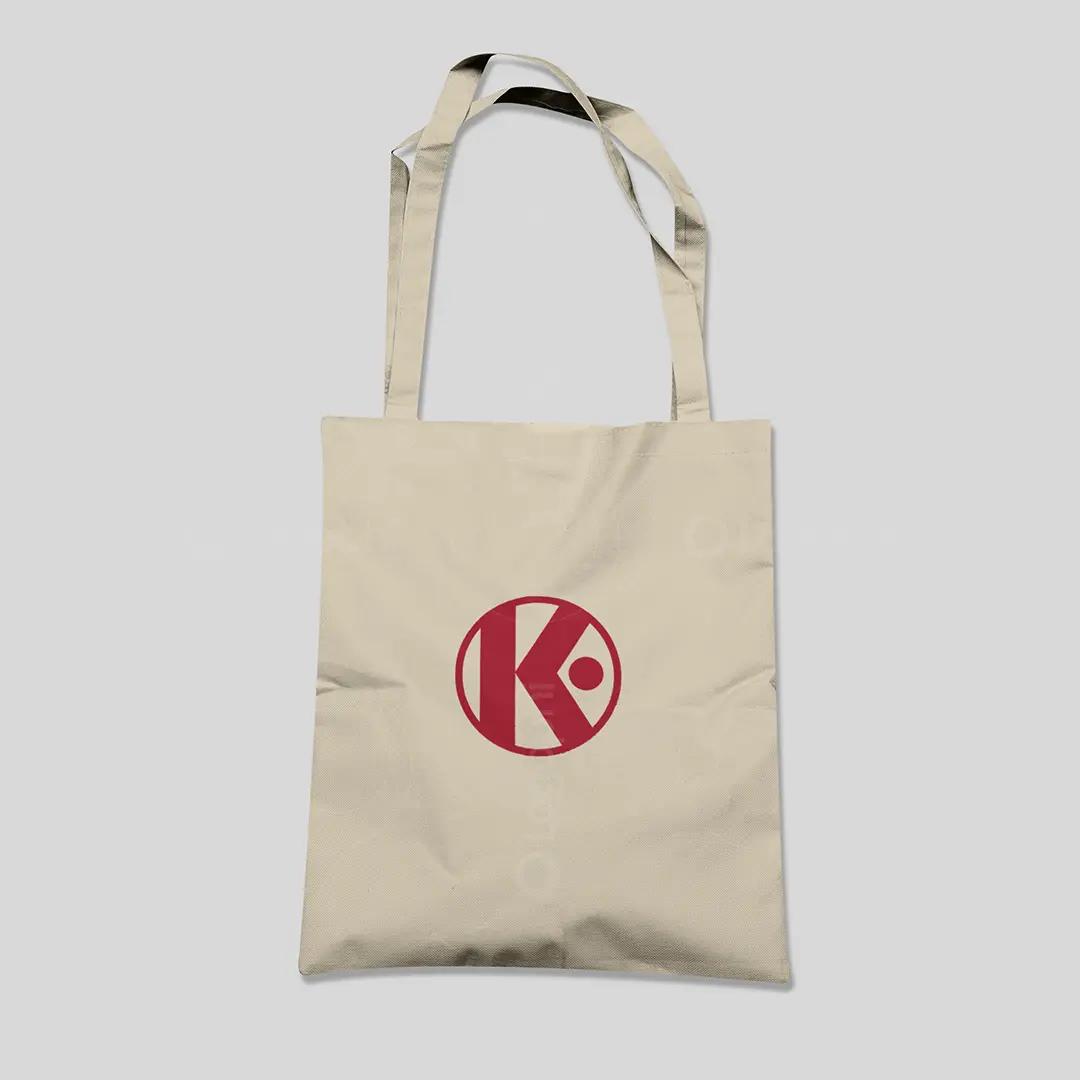 Geometric Letter K in Circle Logo for sale Bag Mockup