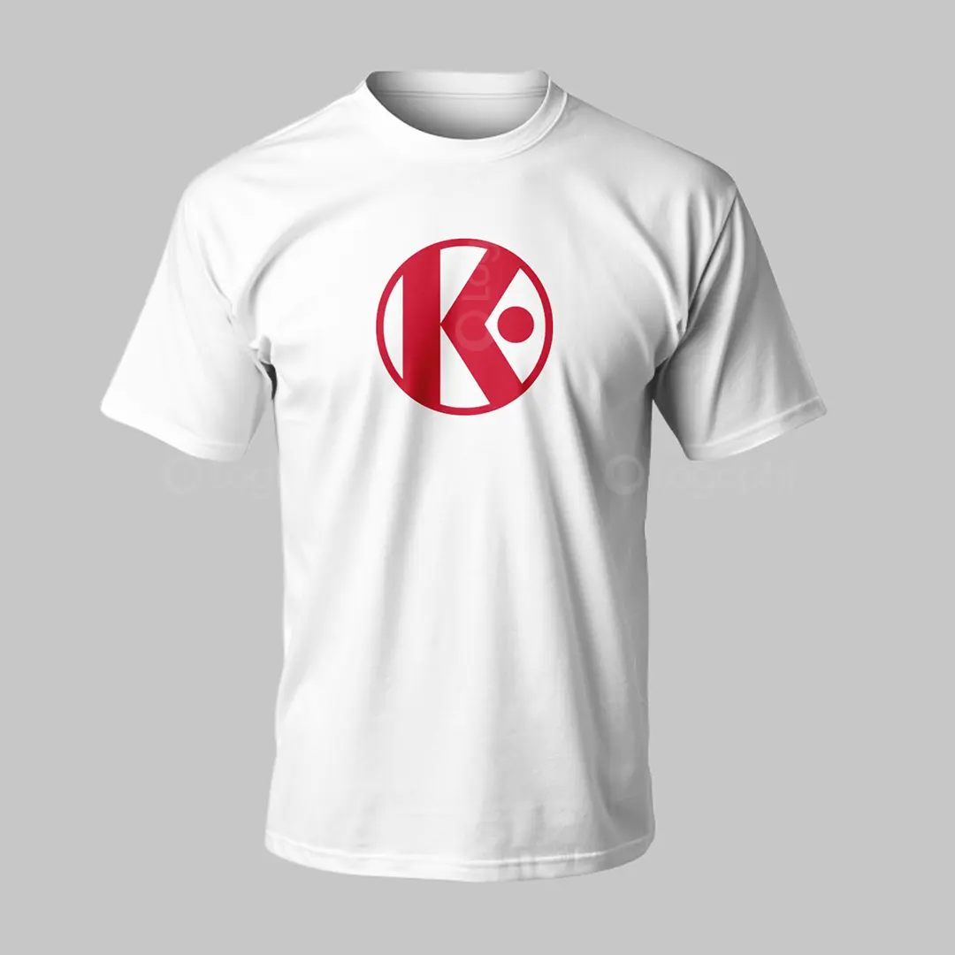 Geometric Letter K in Circle Logo for sale T-Shirt Mockup