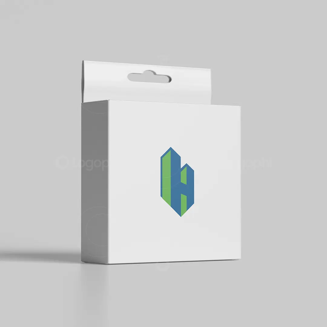 H Monogram Building Logo For sale Box Mockup