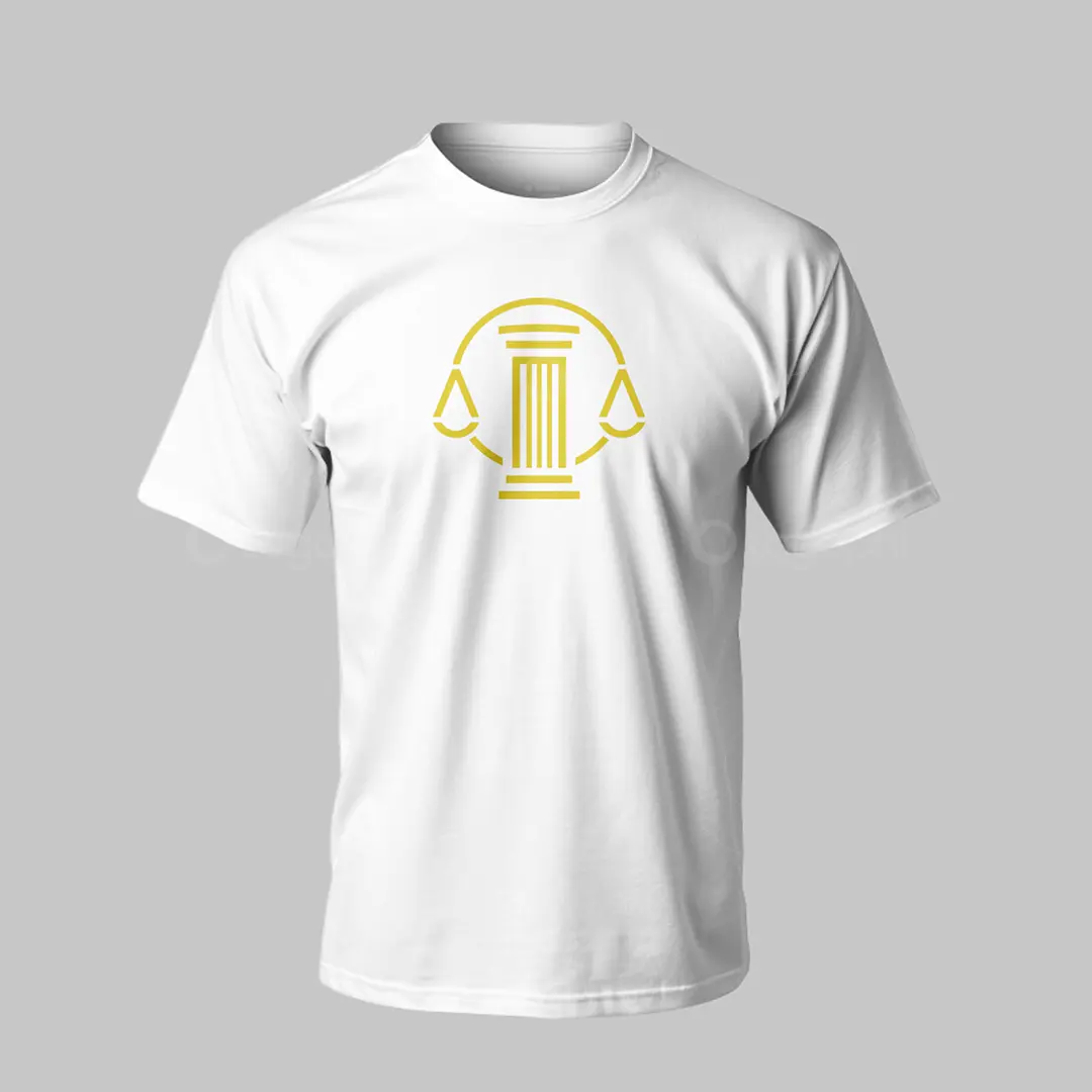 Justice Pillar Logo - Law and Balance Symbol for sale T-shirt Mockup