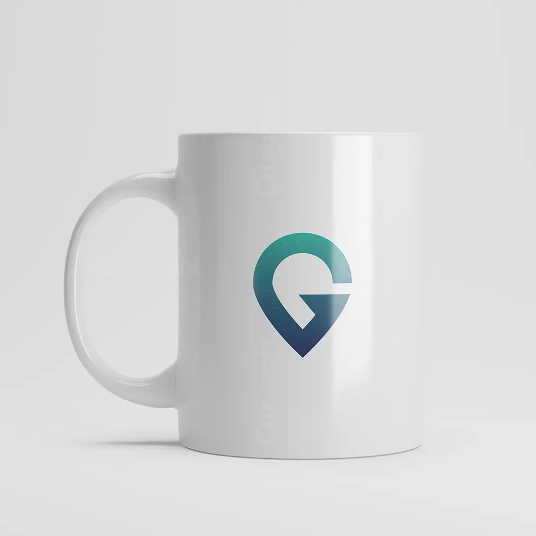 Letter G Map Pin Logo for sale Mug Mockup