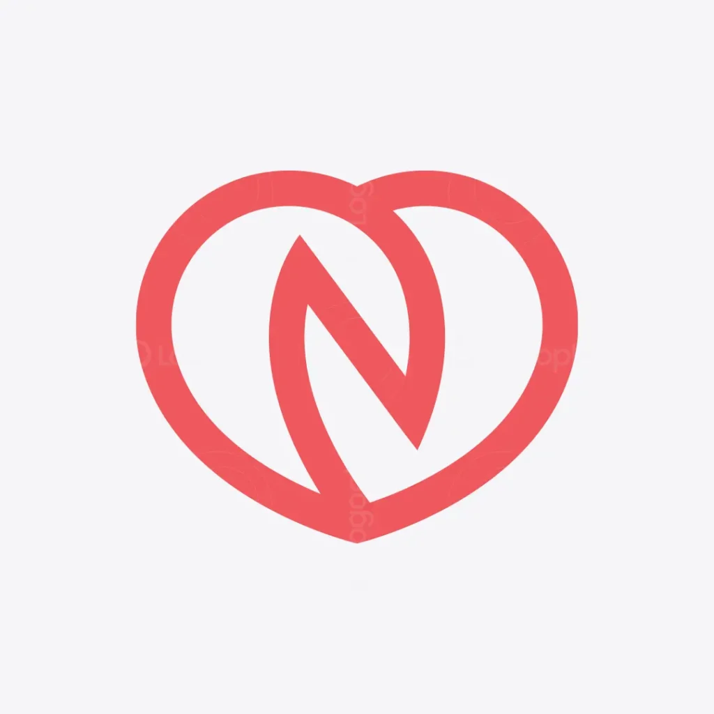 Letter N Heart Logo with Map pins for sale