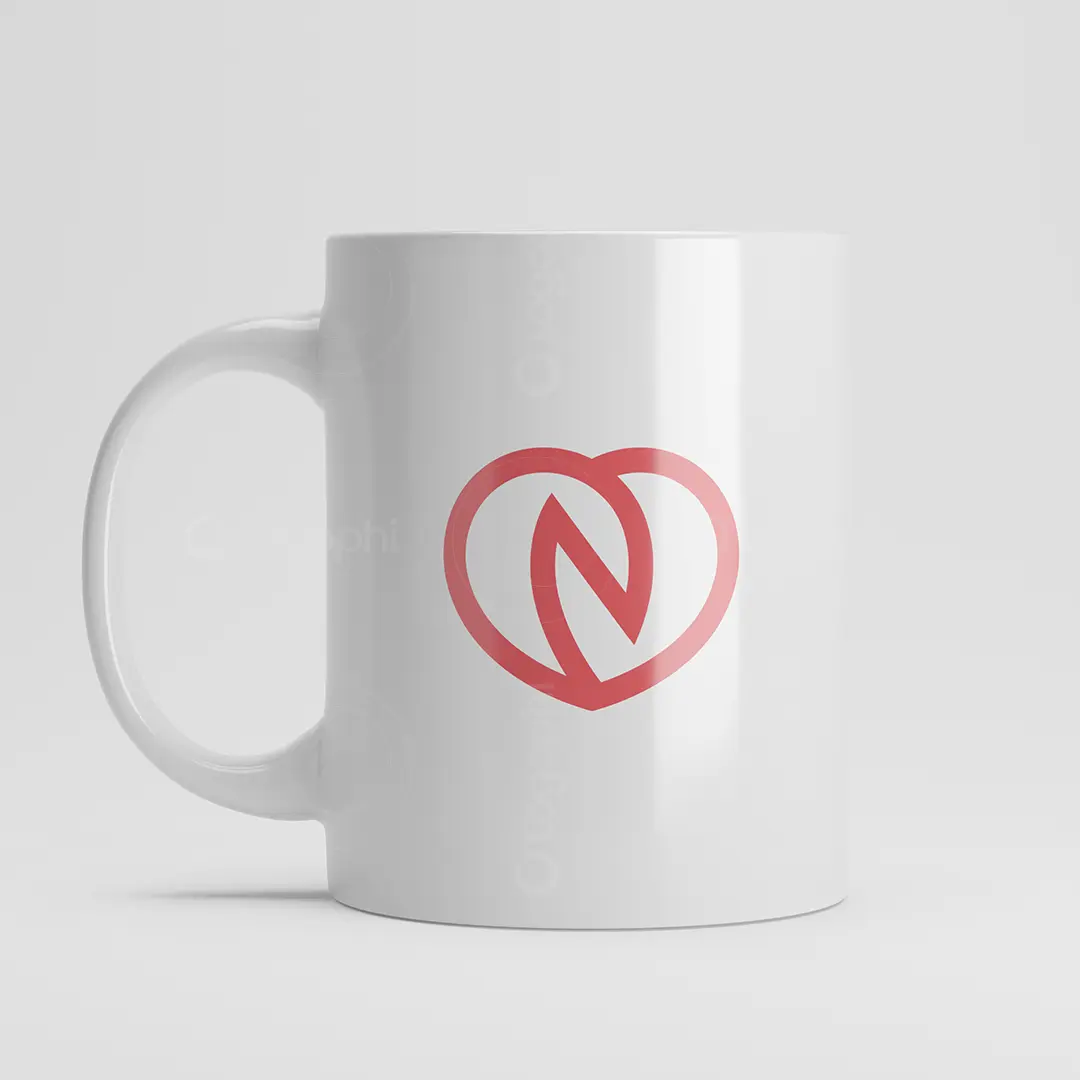 Letter N Heart Logo with Map pins for sale Mug Mockup