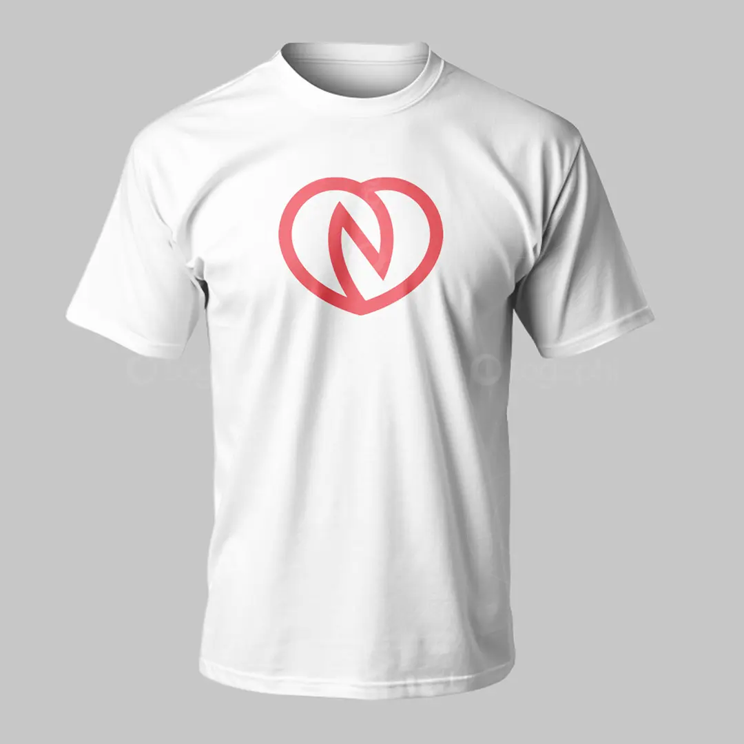 Letter N Heart Logo with Map pins for sale T-Shirt Mockup