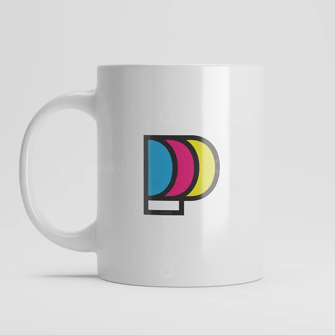 Letter P CMYK Print Logo for sale Mug mockup