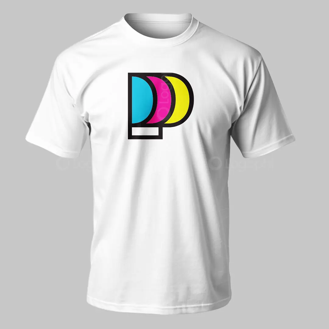 Letter P CMYK Print Logo for sale T-Shirt mockup