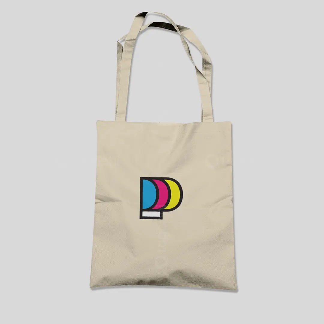 Letter P CMYK Print Logo for sale bag mockup