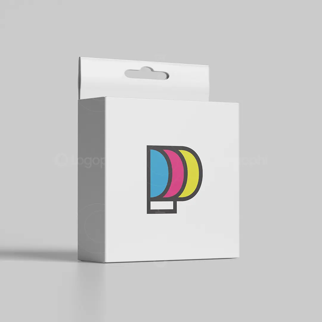 Letter P CMYK Print Logo for sale box mockup