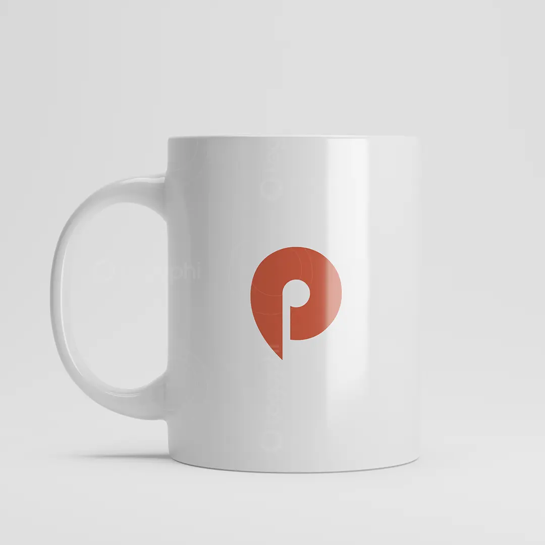 Letter P Map Pin Logo for sale Mugt Mockup