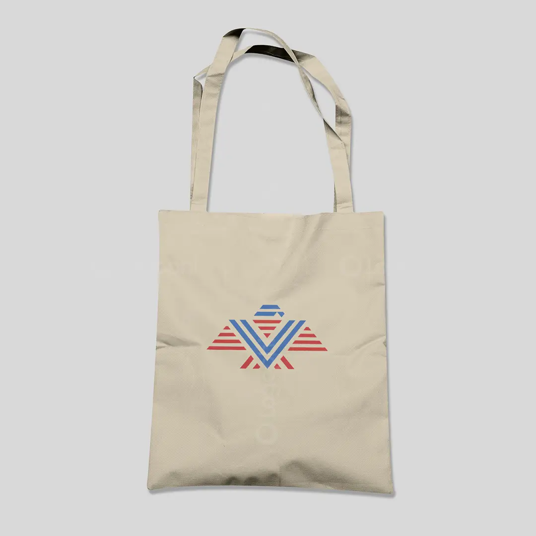 Letter V Eagle Logo with Stripes for sale Bag Mockup