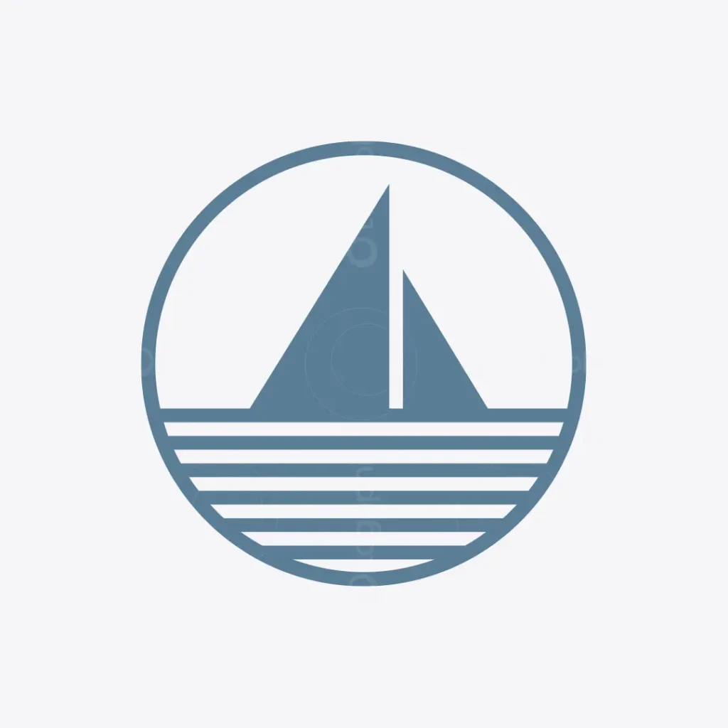 Minimal Sailboat Logo in Circle for sale