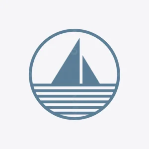 Minimal Sailboat Logo in Circle for sale