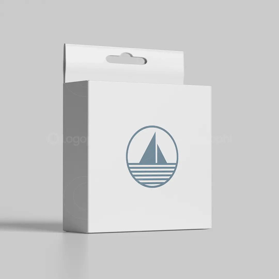 Minimal Sailboat Logo in Circle for sale Box Mockup