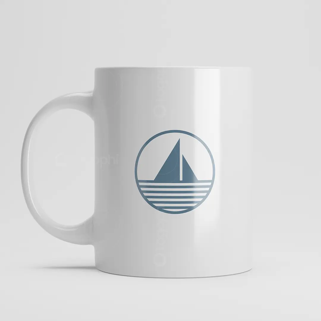 Minimal Sailboat Logo in Circle for sale Mug Mockup