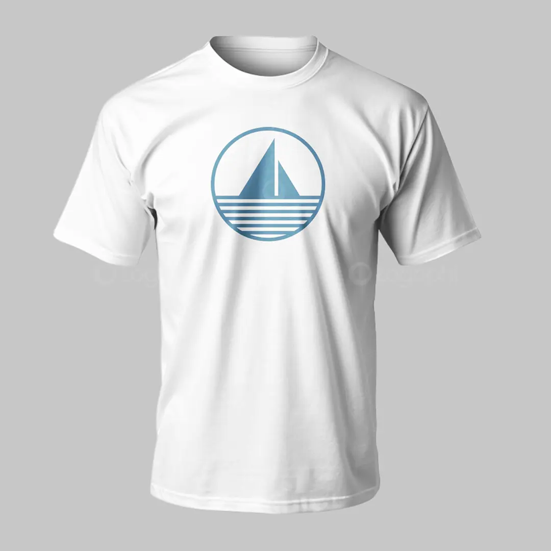 Minimal Sailboat Logo in Circle for sale T-Shirt Mockup