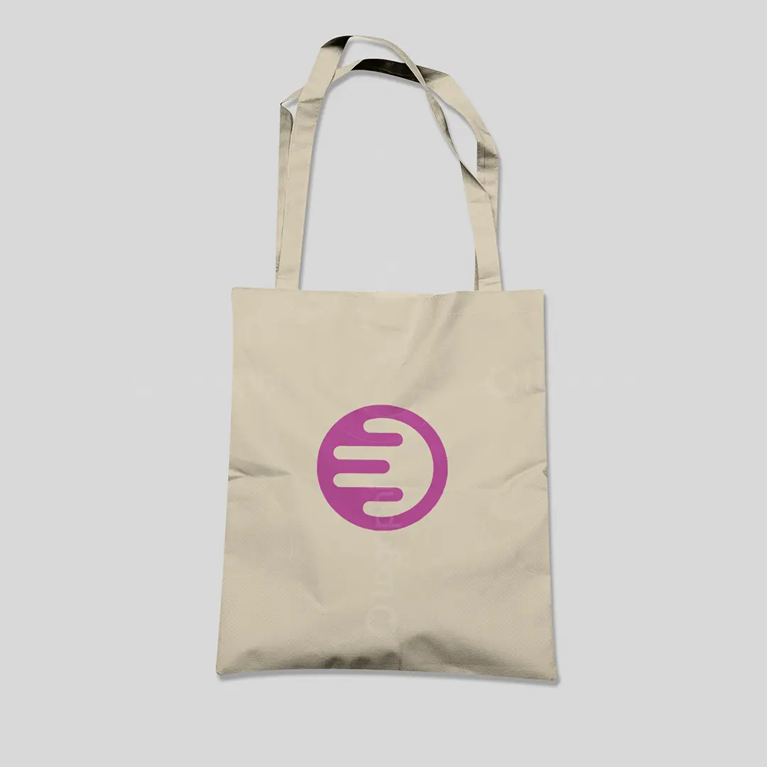 Minimalist E Letter Logo in Circle for sale Bag Mockup