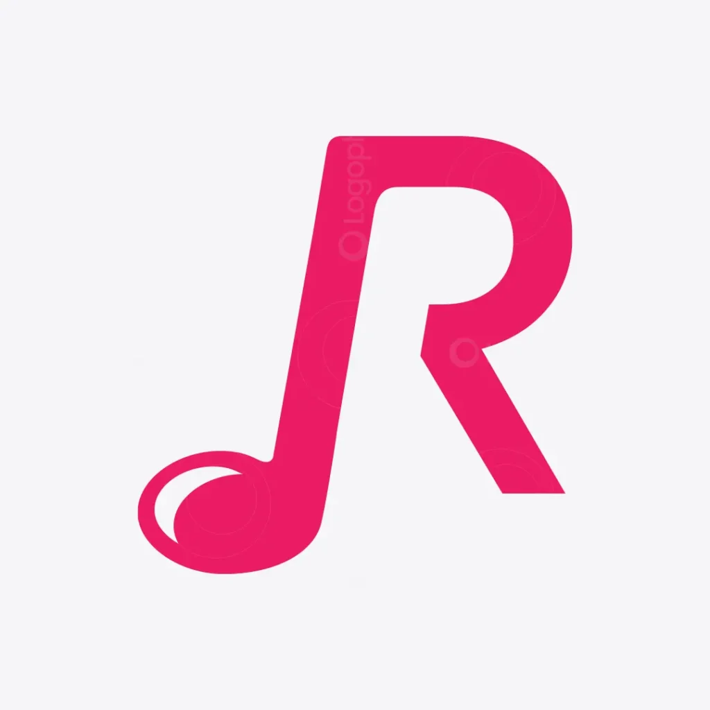 Music Note and Letter R logo for sale