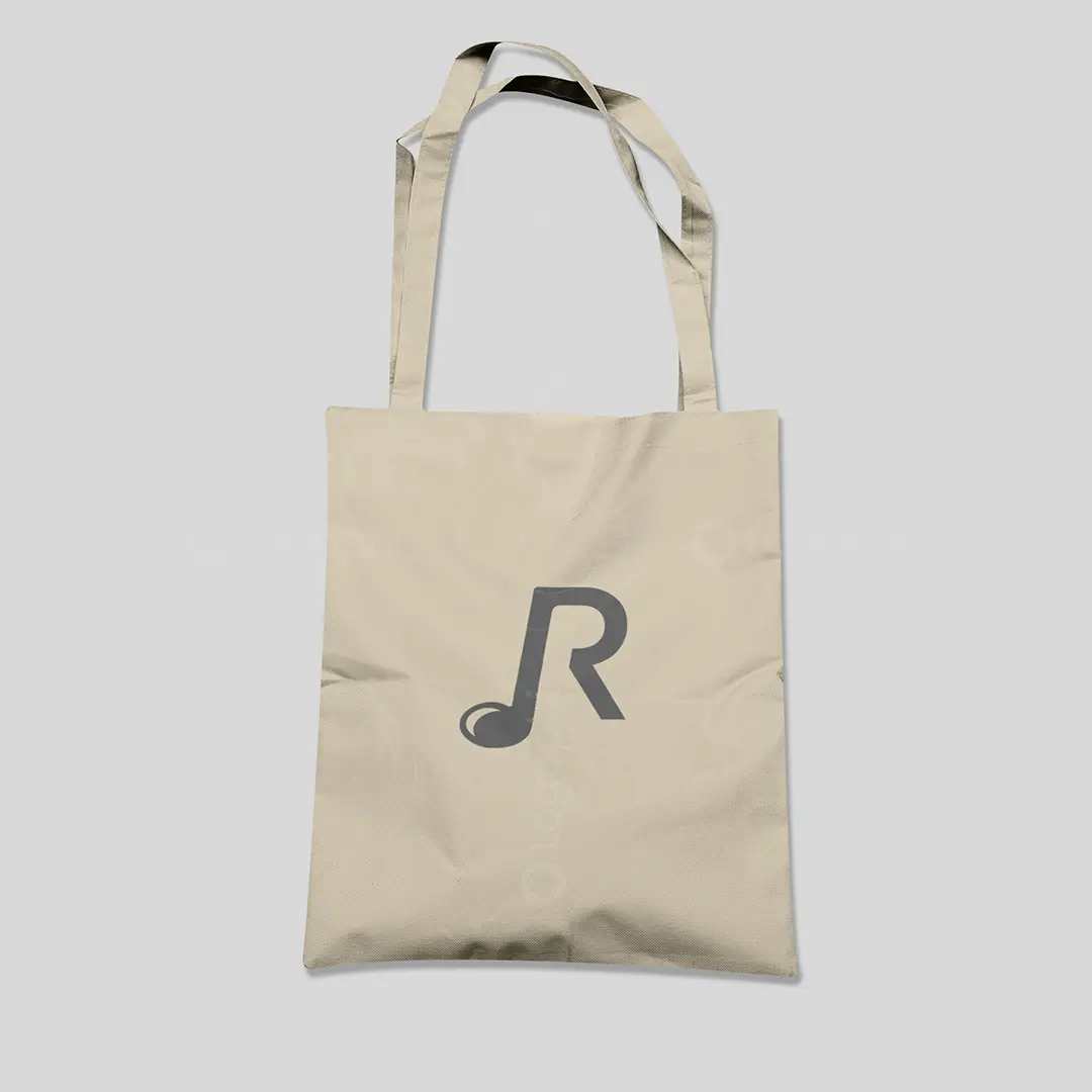 Music Note and Letter R logo for sale Bag Mockup