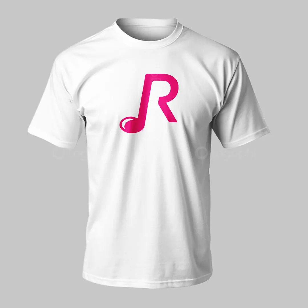 Music Note and Letter R logo for sale T-Shirt Mockup