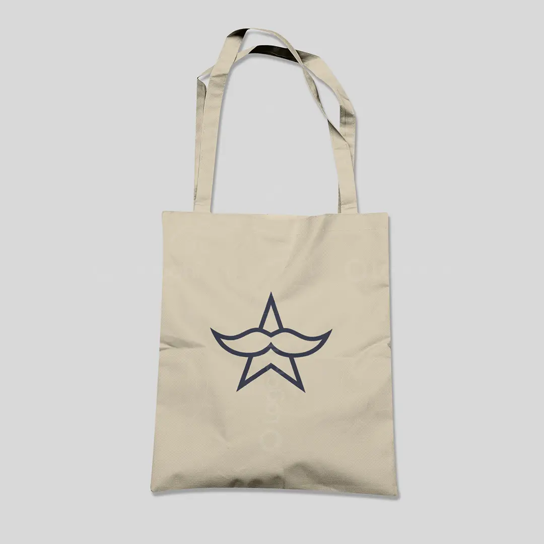 Mustache Star Logo for sale Bag Mockup