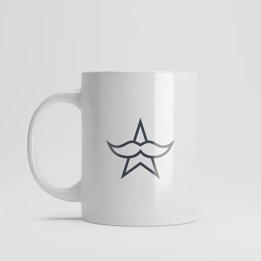 Mustache Star Logo for sale Mug Mockup