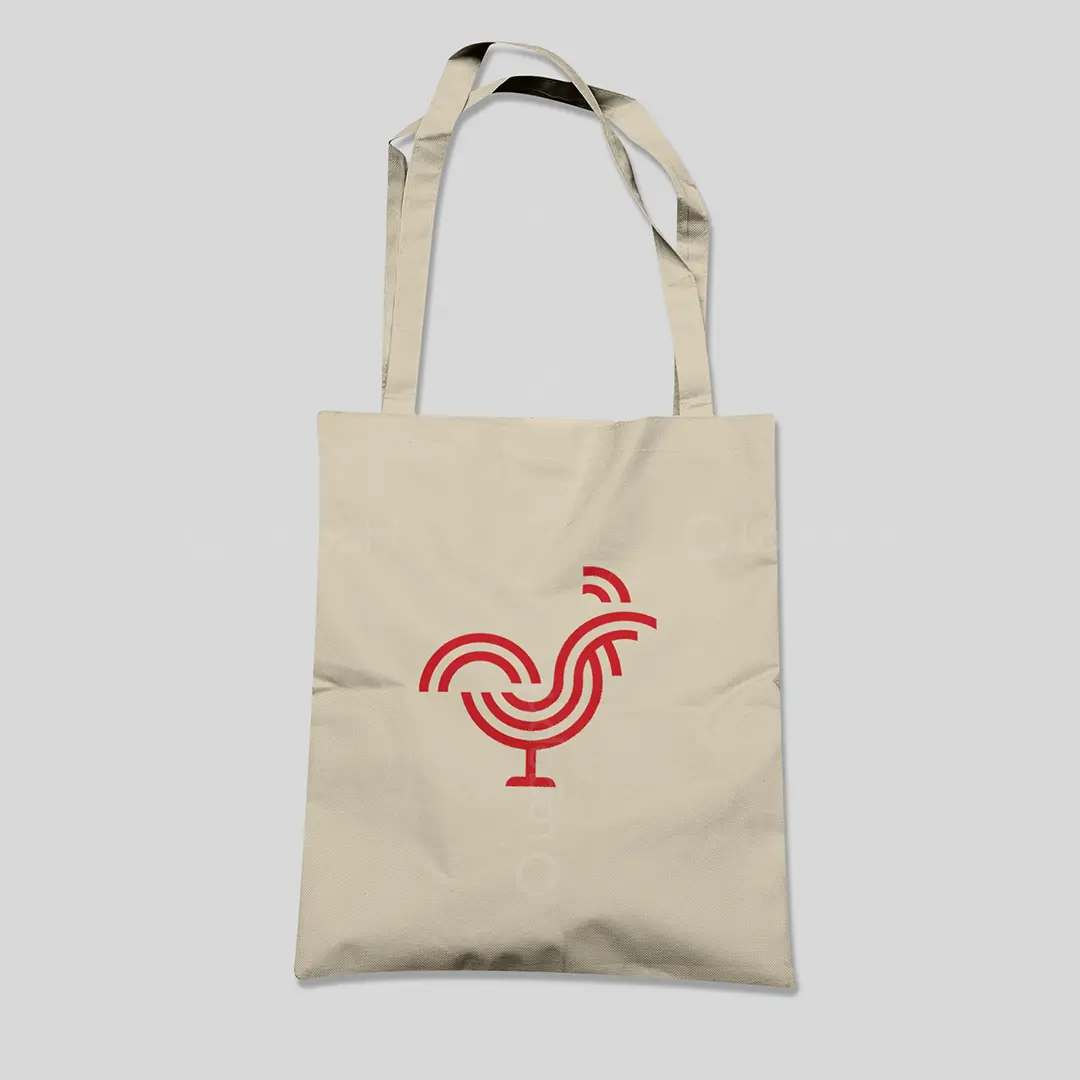 Red Rooster Line Logo For sale Bag Mockup