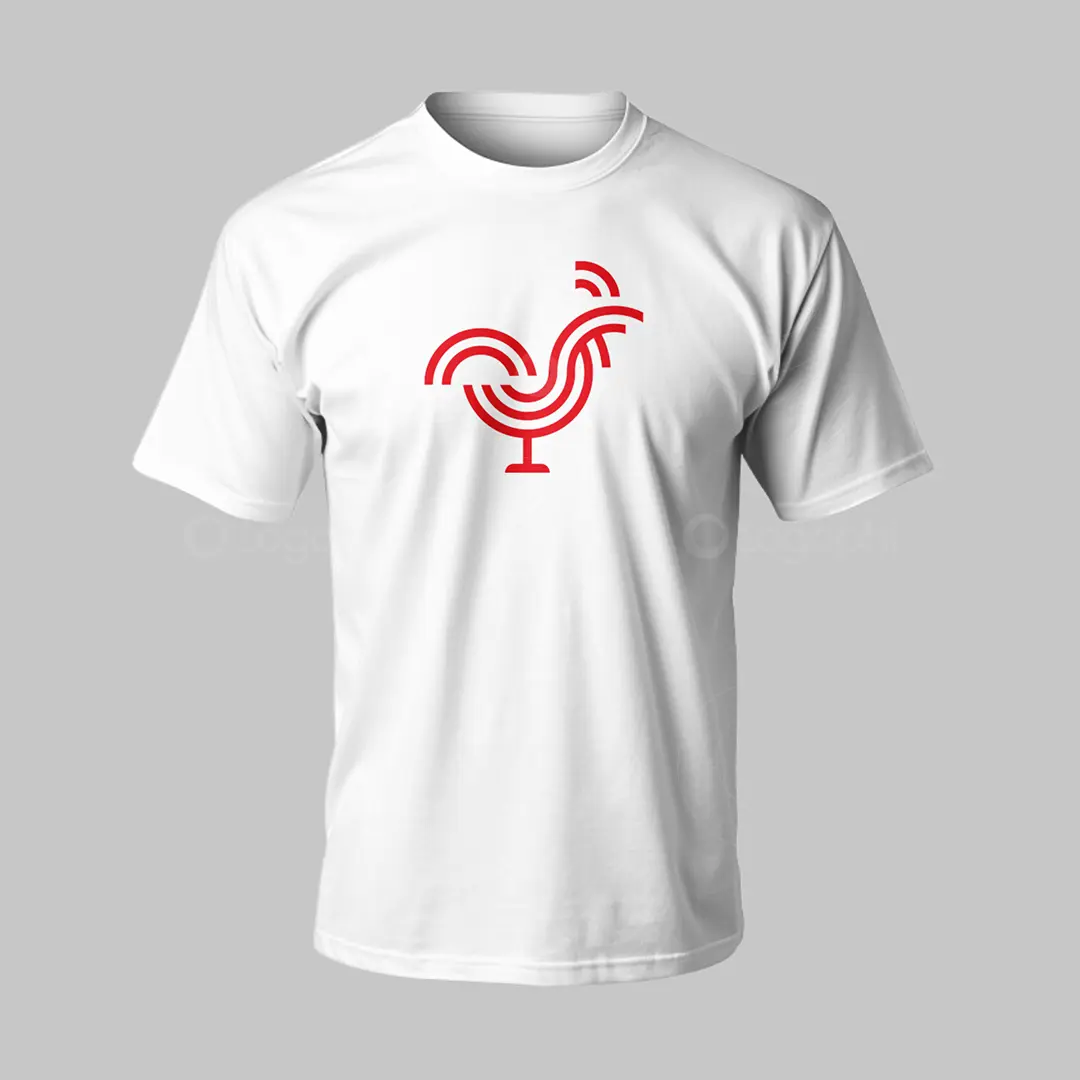 Red Rooster Line Logo For sale T-Shirt Mockup