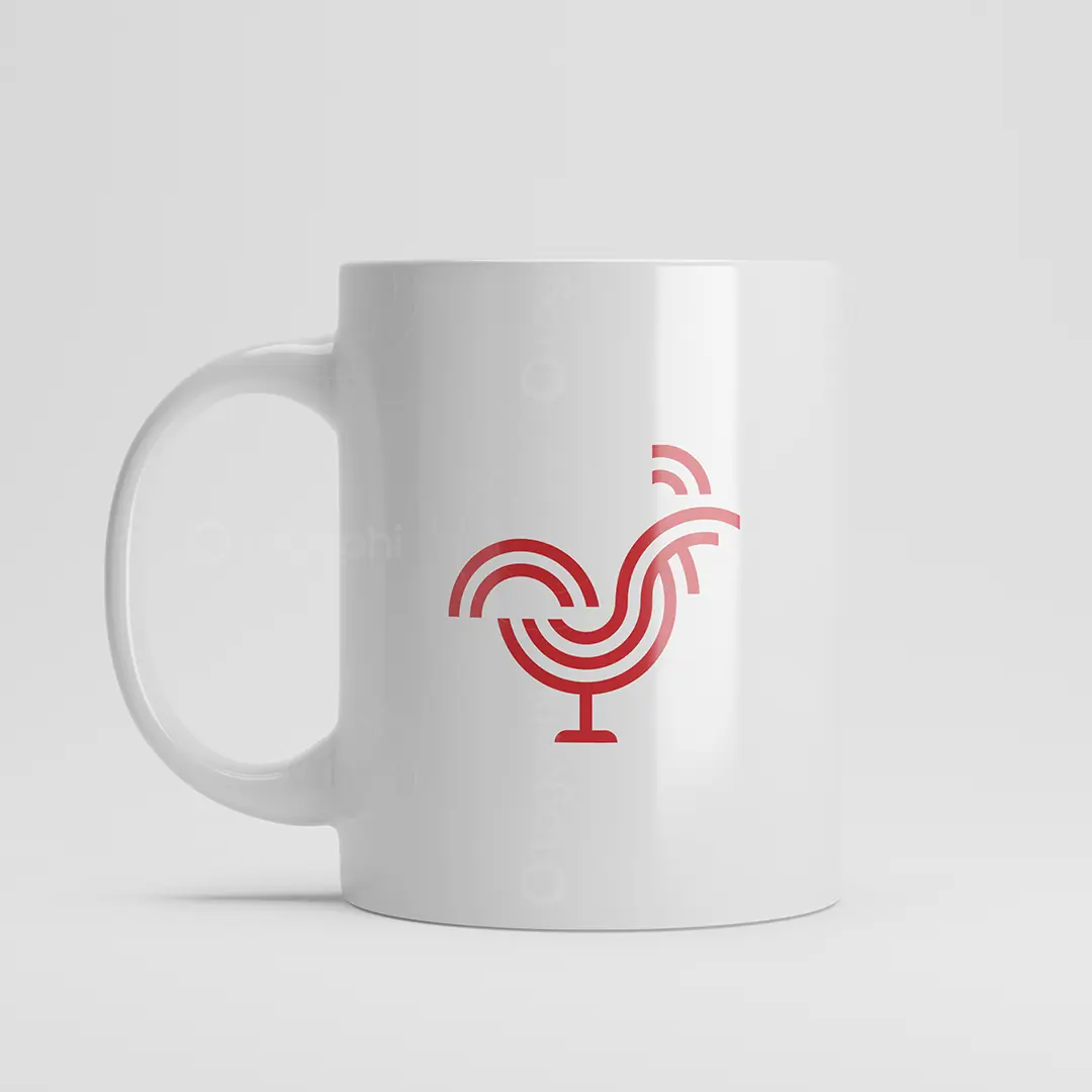 Red Rooster Line Logo Mug Mockup