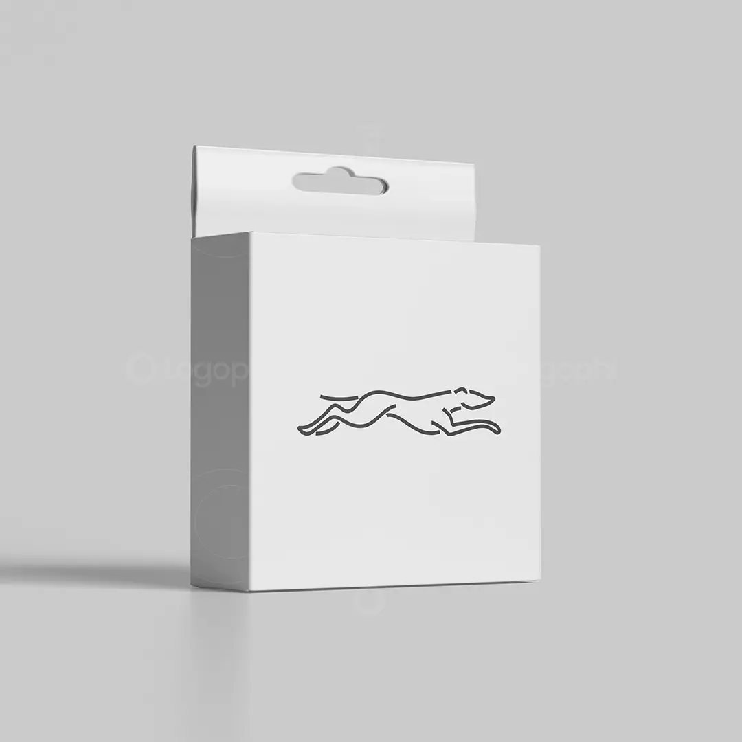 Running Greyhound Dog Line Logo for sale Box Mockup