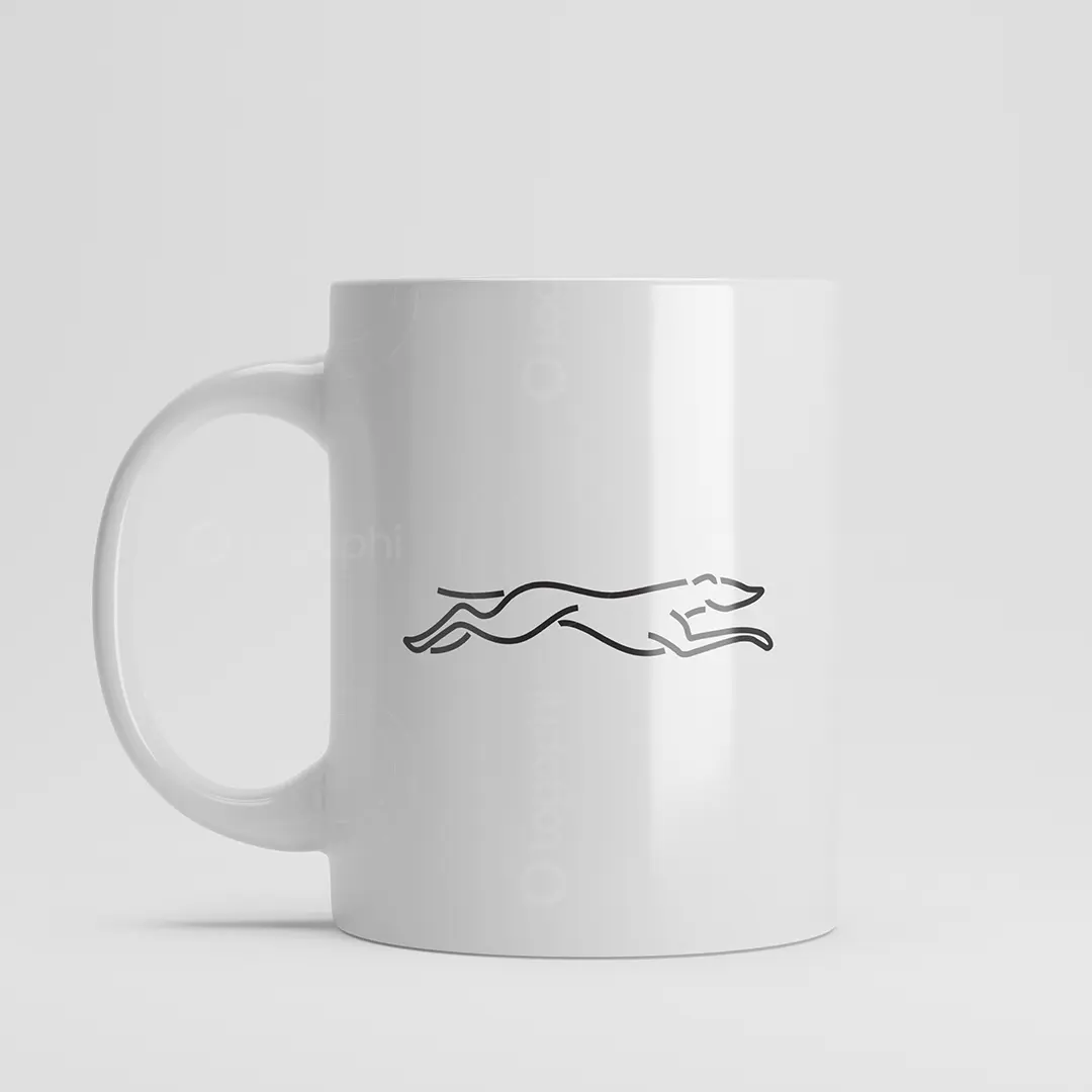Running Greyhound Dog Line Logo for sale Mug Mockup