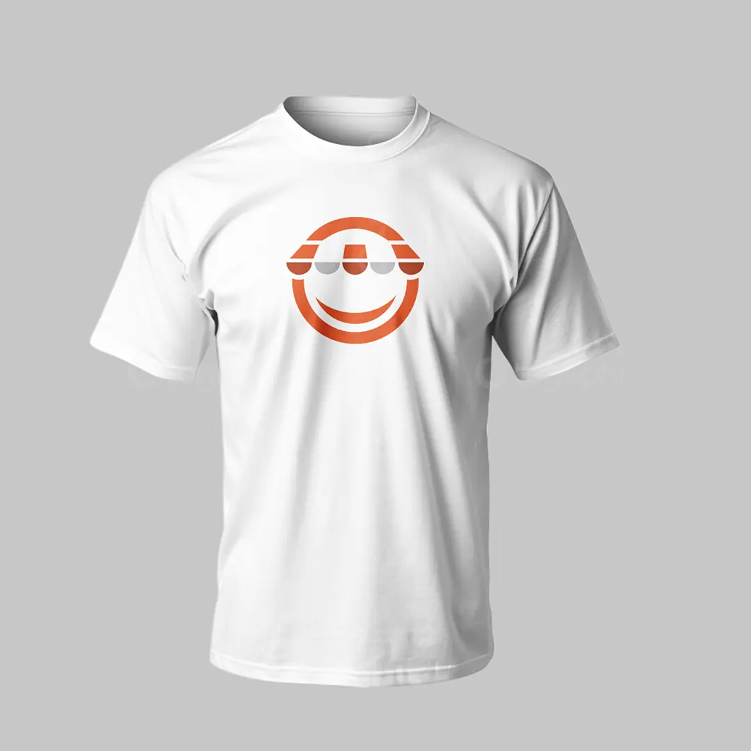 Shop & Smile Logo Design for sale T-Shirt Mockup