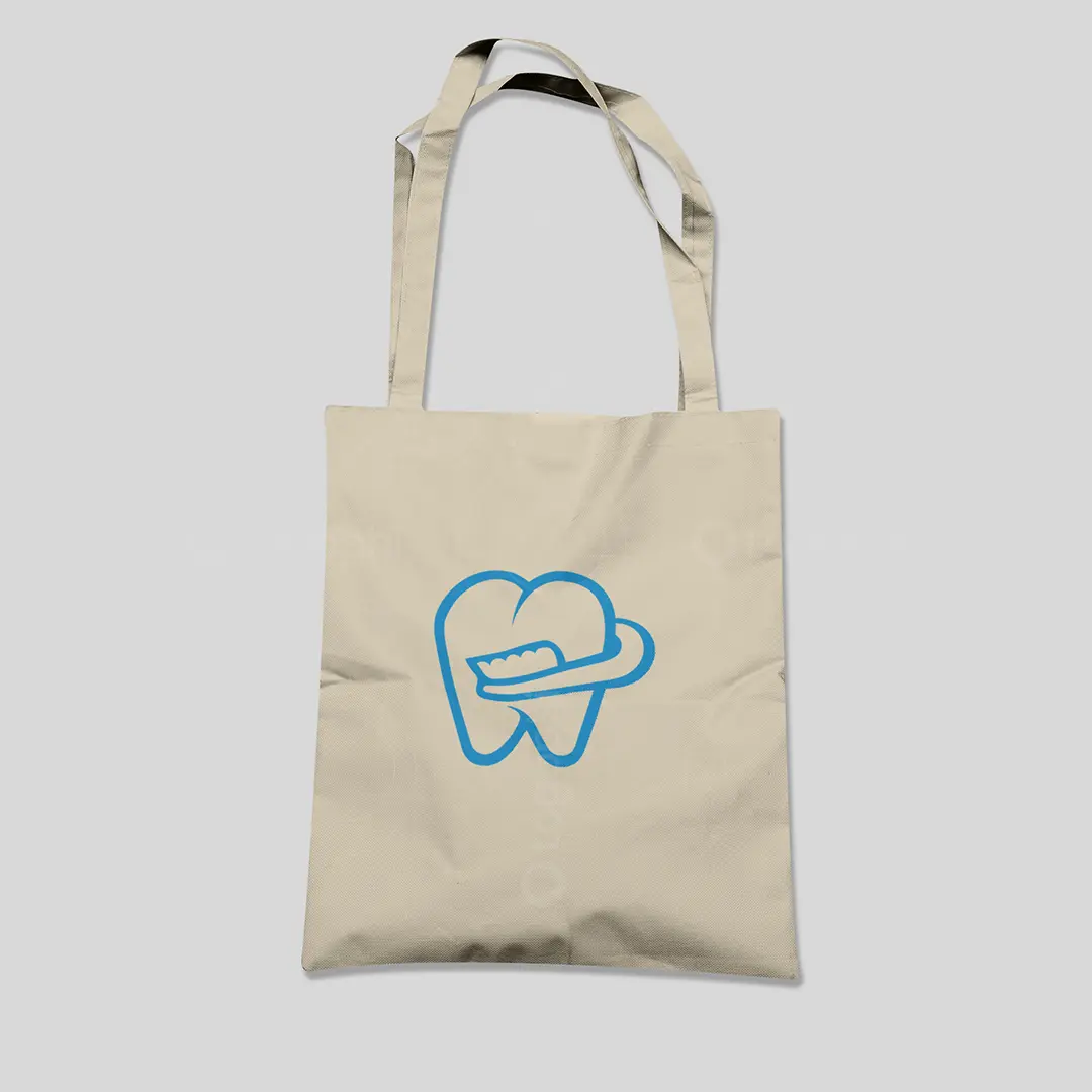 Tooth with Toothbrush Dental Logo for sale Bag Mockup
