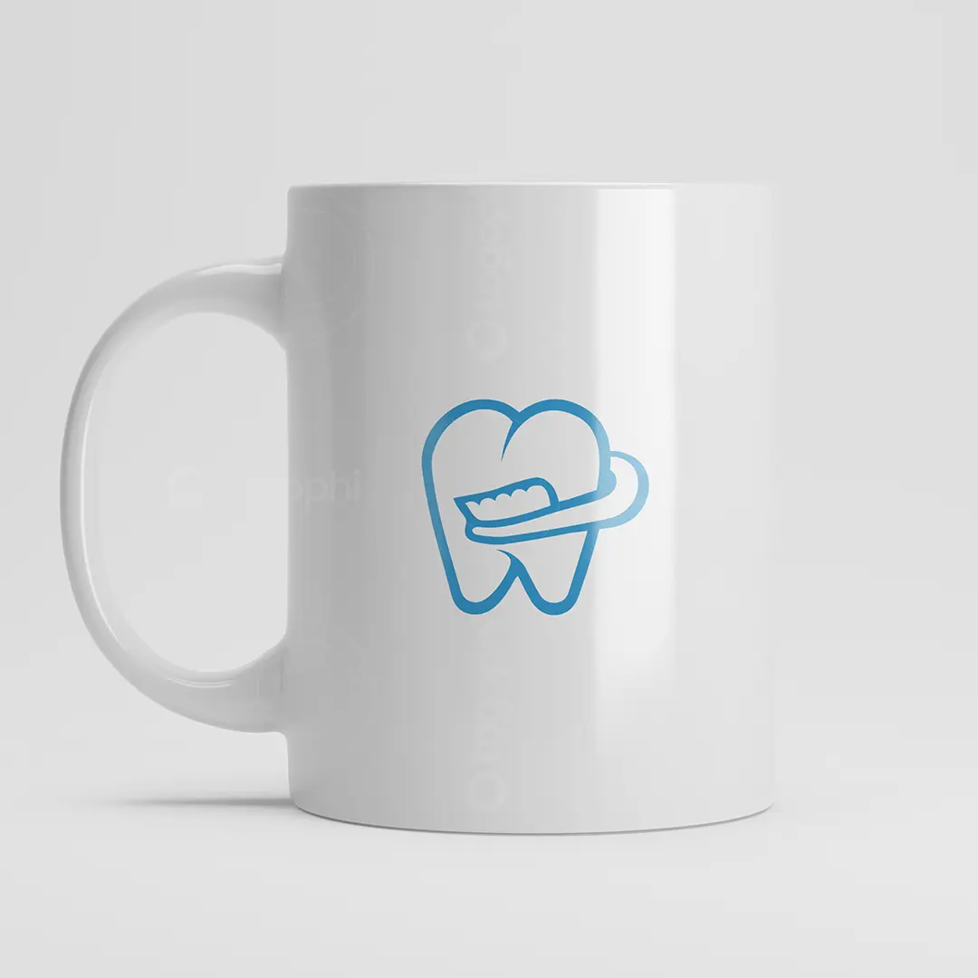 Tooth with Toothbrush Dental Logo for sale Mug Mockup