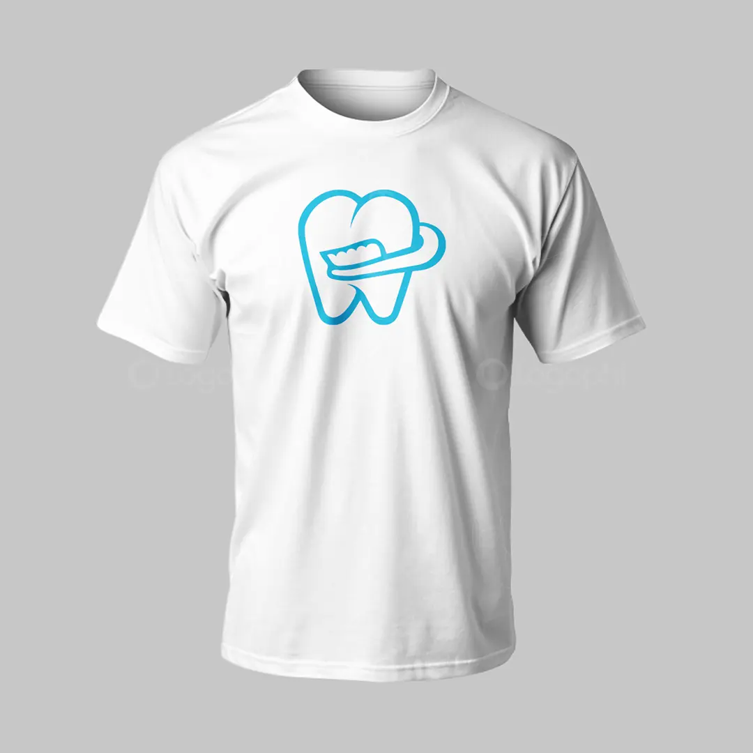 Tooth with Toothbrush Dental Logo for sale T-Shirt Mockup