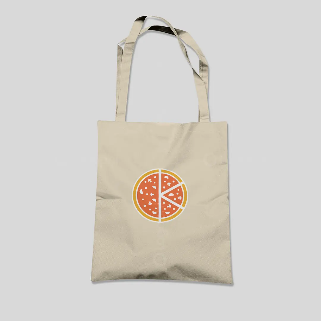 Letter K Pizza Logo for sale Bag Mockup