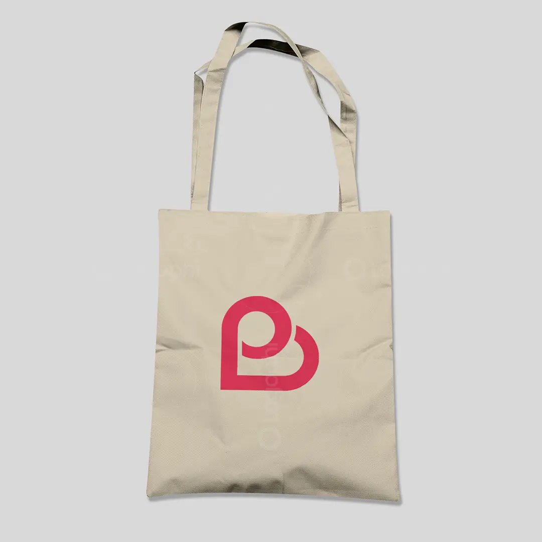 Letter PB Heart Monogram Logo for sale Bag Mockup