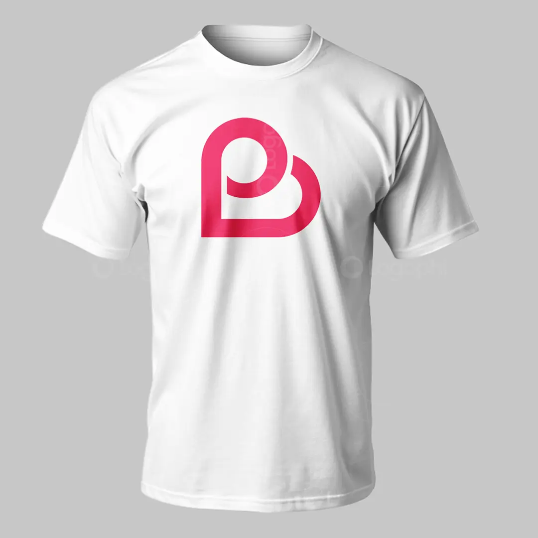 Letter PB Heart Monogram Logo for sale T-Shirt Mockup
