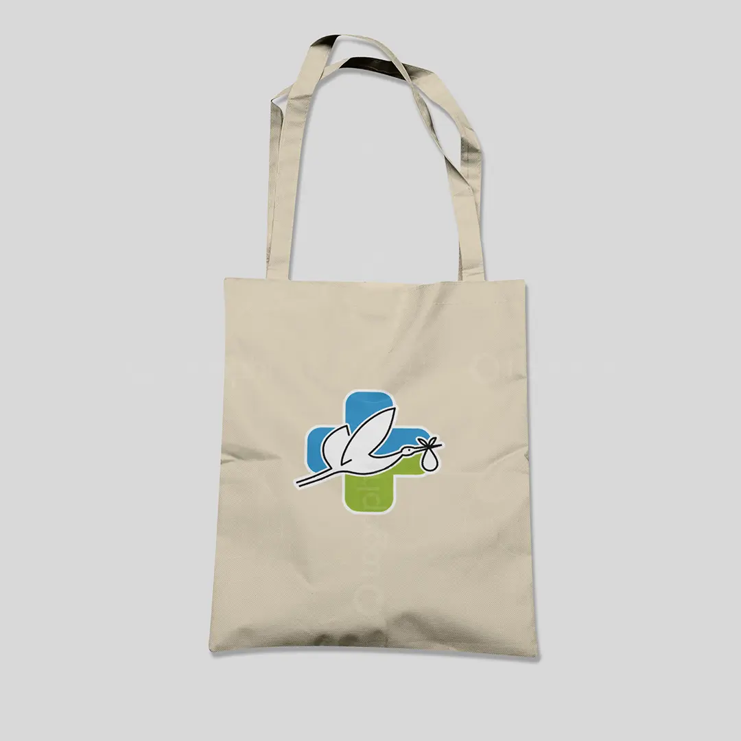 Maternity Hospital Logo for sale - Stork and Cross Bag mockup
