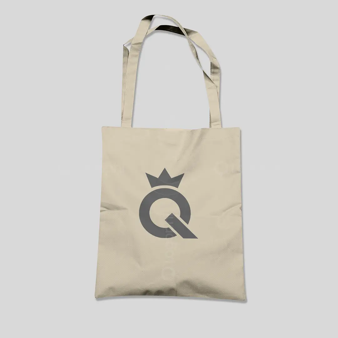 Minimalist Q Crown Logo for sale Bag mockup