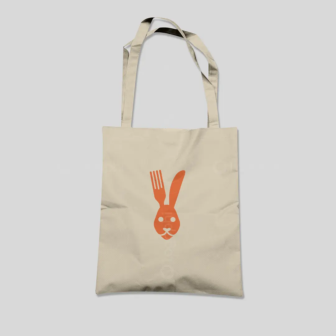 Rabbit Restaurant or Fast Food Logo for sale Bag Mockup
