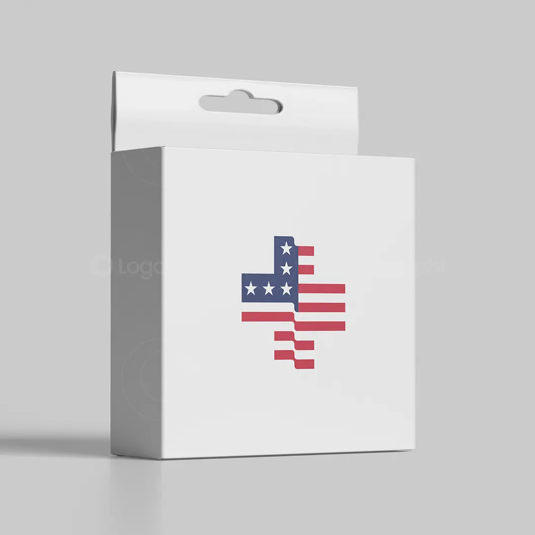 USA Flag Medical Cross Logo for sale Box Mockup