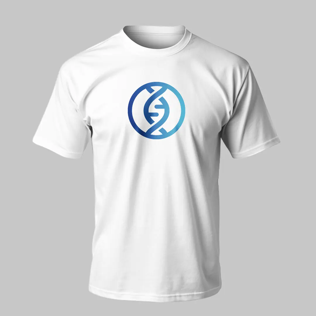 DNA Helix Monogram Logo for sale T-Shirt Mockup